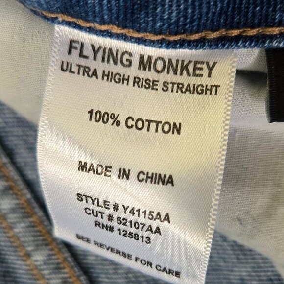 Flying Monkey Ultra High Rise Straight Jeans Women's Destroyed Grunge Frayed 26 - Picture 8 of 8